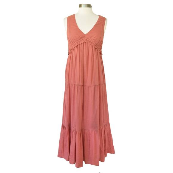 Rachel Zoe Sleeveless Tiered Maxi Dress Terracotta Boho V-neck XS - Picture 1 of 6